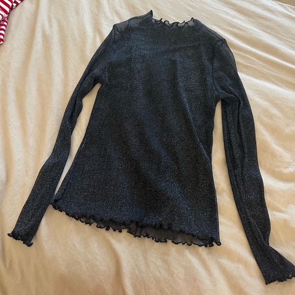Sheer Sparkly Mock Turtleneck Top - New Years Eve Outfits - Picture 2 of 3